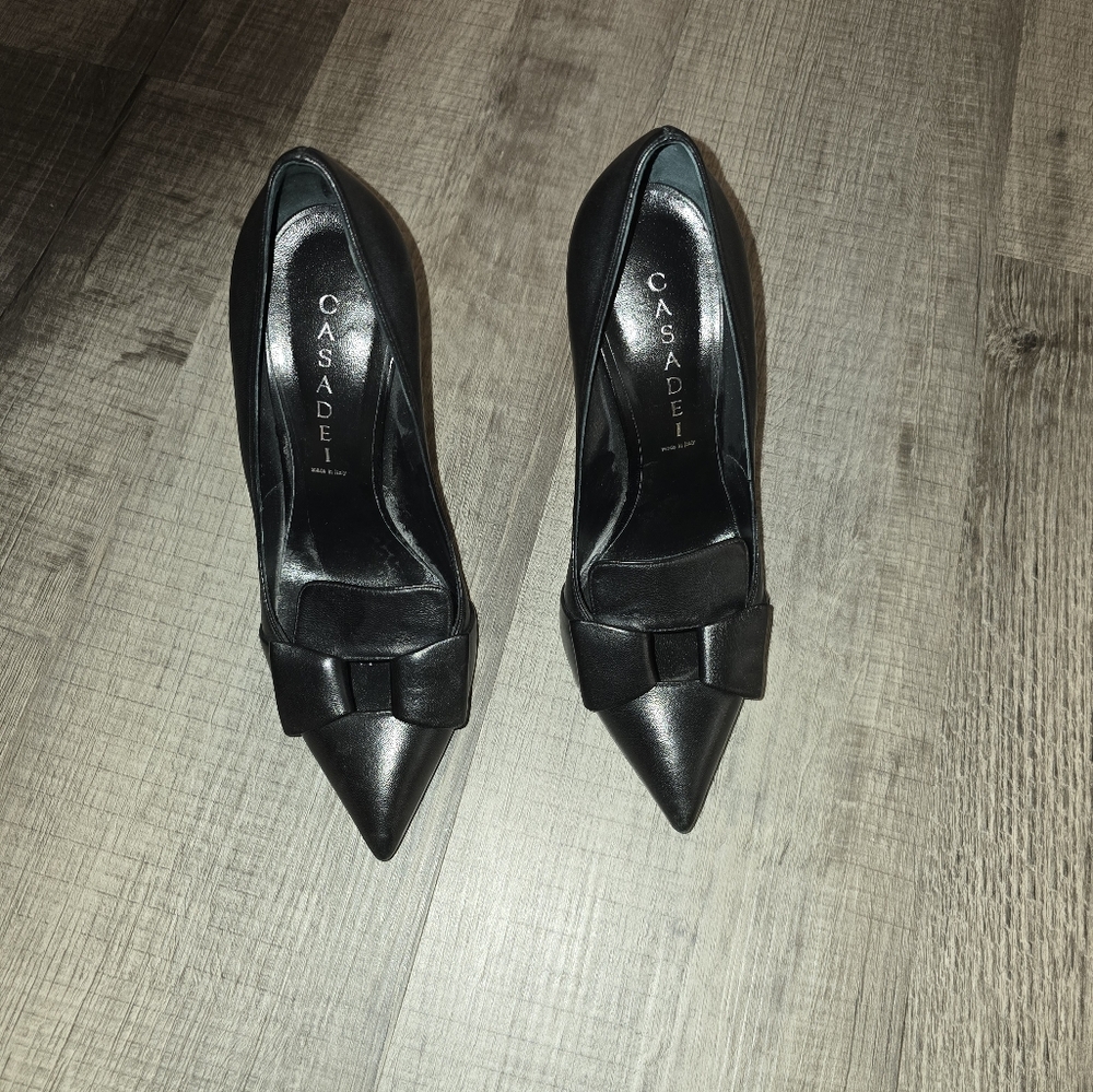 Casadei Classic Bow Black Heels